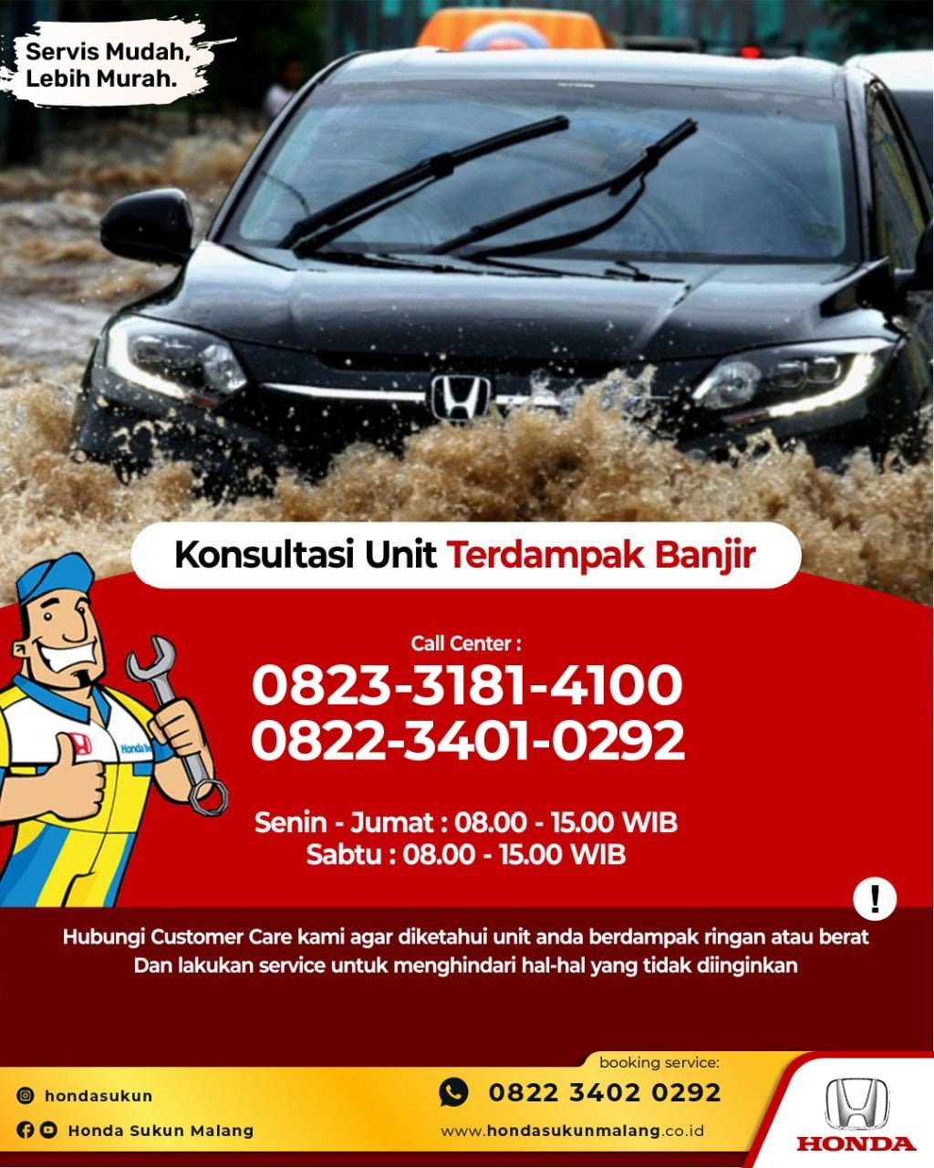 Konsultasi Mobil Kena Banjir Honda Malang