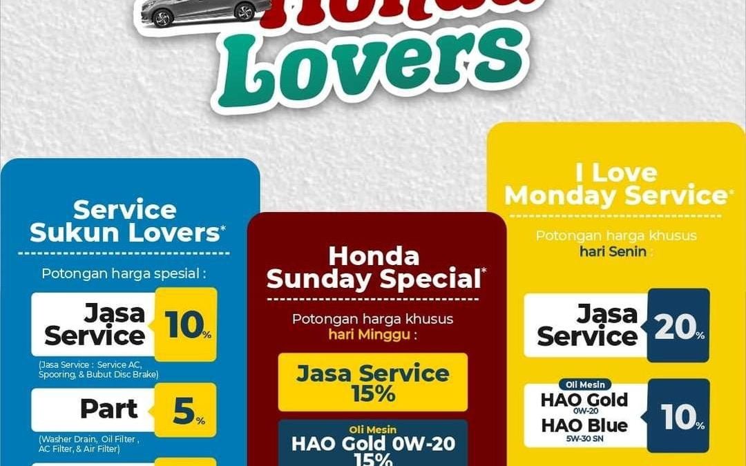 Ada Promo Paket Service Honda Lovers