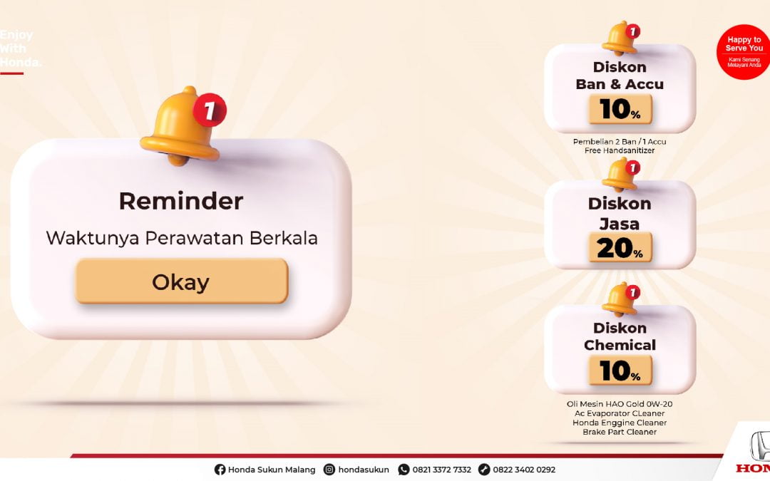 Mobil Honda Kamu Sudah Saatnya Service Berkala ? Lagi Ada Promo Nih!