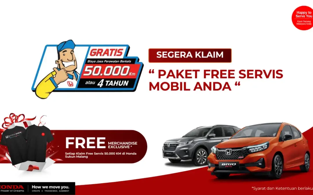 Free Service! Promo Servis Berkala 10K KM – 50K KM, Dapatkan Merchandise Menarik dari Honda