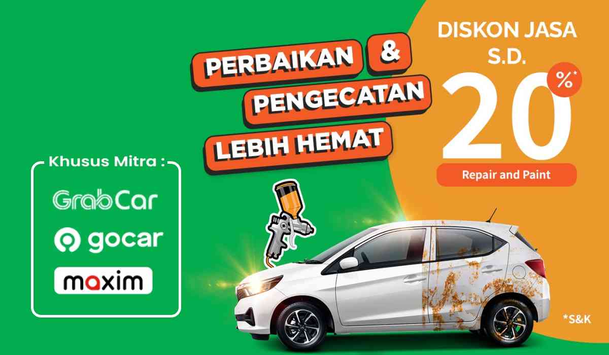 Anda Mitra Taxi Online? Klaim Diskon Perbaikan dan Cat Body Mobil sebesar 20%