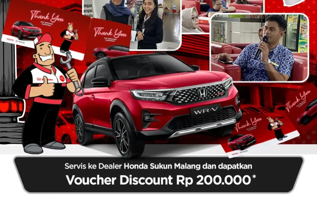 Voucher Diskon 200K! Service Mobil Lebih Hemat di Honda Sukun Malang