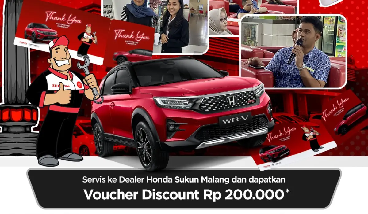 Voucher Diskon 200K! Service Mobil Lebih Hemat di Honda Sukun Malang